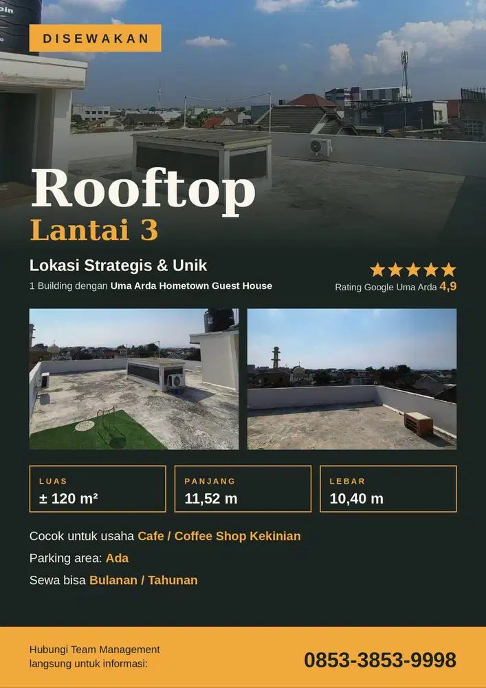 DISEWAKAN ROOFTOP LANTAI 3