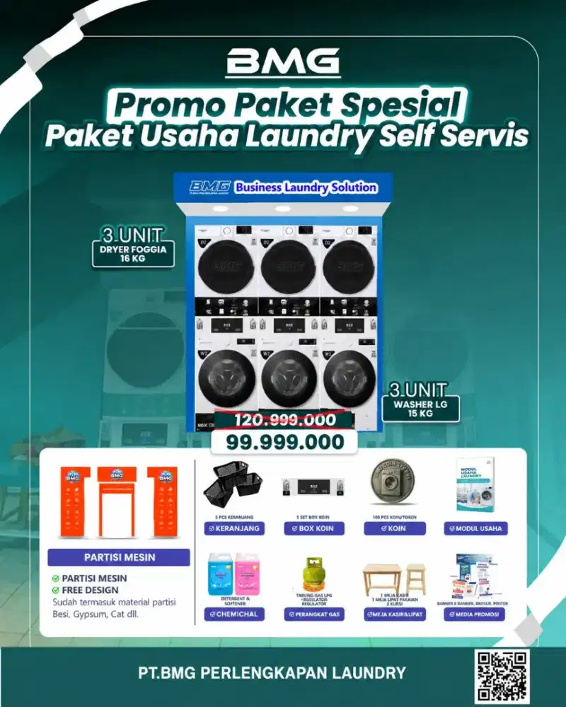 Promo Paket Usaha Laundry Self service 3 stack