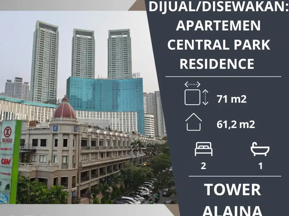 DIJUAL: Apartemen Central Park Residence, Tower Alaina
