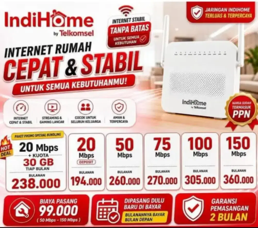 Wifi indihome medan, deli serdang