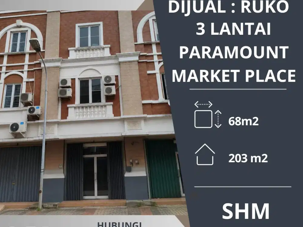 Dijual Ruko 3 lantai : Paramount Market Place, Ruko Tematik