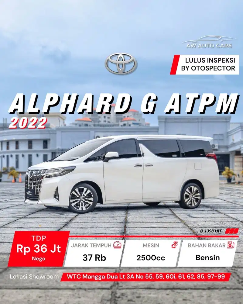 Toyota Alphard G ATPM NIK 2022 SC Aless PS Premium 2023 mdl 2021