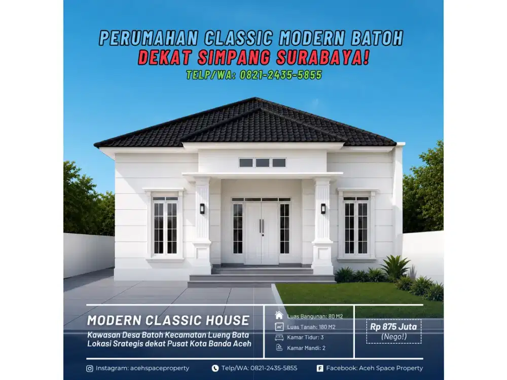 Dijual Rumah Classic di Batoh Dibelakang Bank Aceh - Dekat Simpang Surabaya!