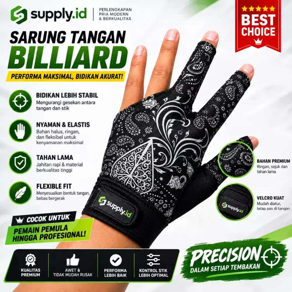 Sarung tangan billiard motip batik