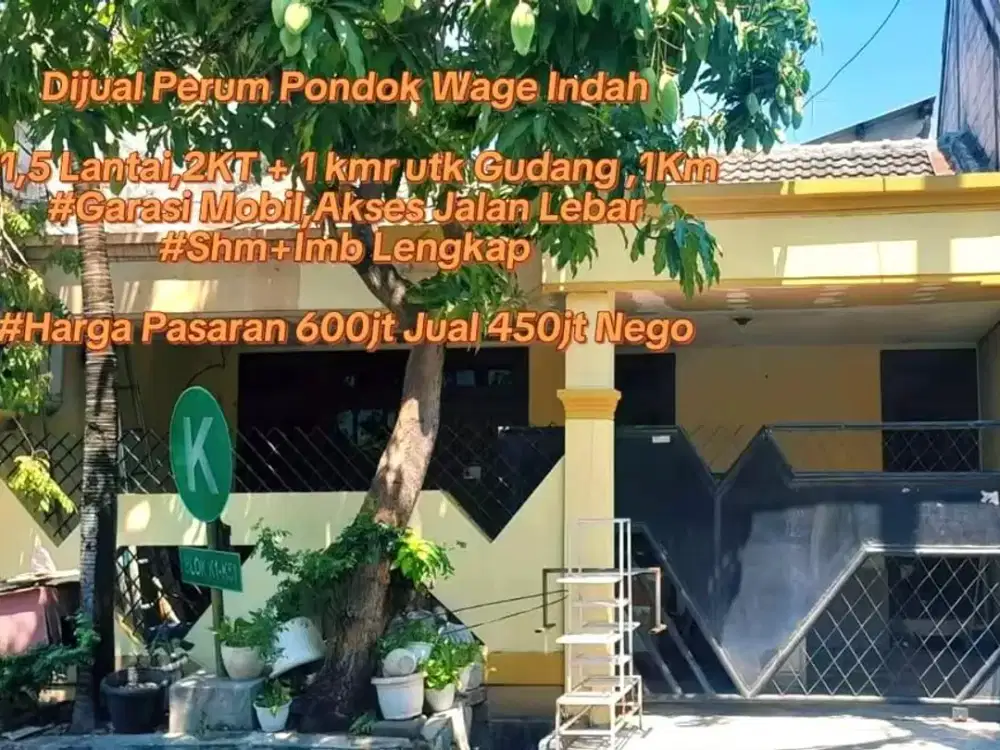 Jual Rumah Perum Pondok Wage Indah Taman Sidoarjo