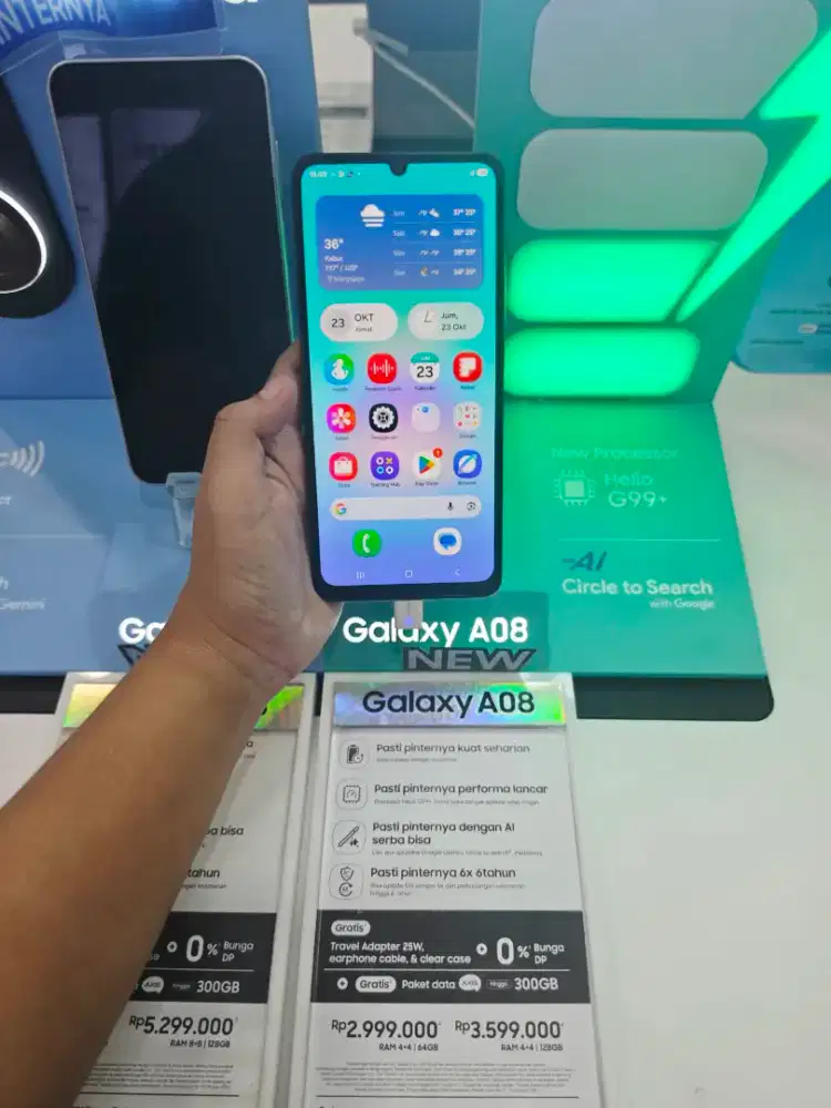 Samsung Galaxy A08.Free Adapter 25watt,Clear Case sama Headset Type C