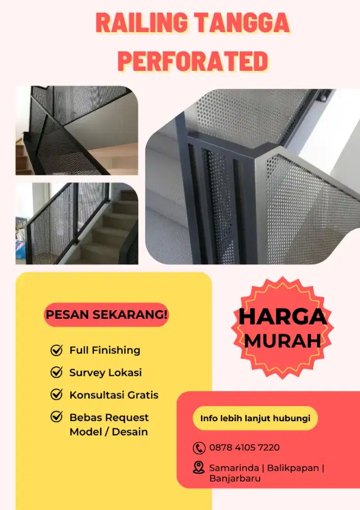 JUAL RAILING TANGGA PERFORATED MINIMALIS CUSTOM