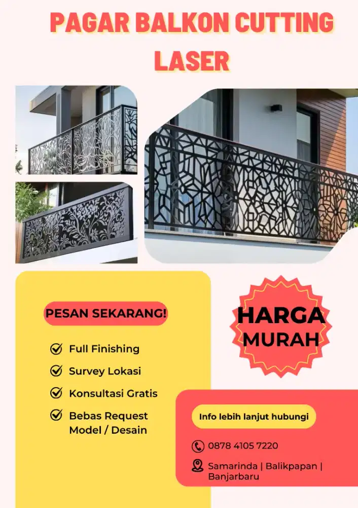 JUAL PAGAR BALKON CUTTING LASER MINIMALIS CUSTOM