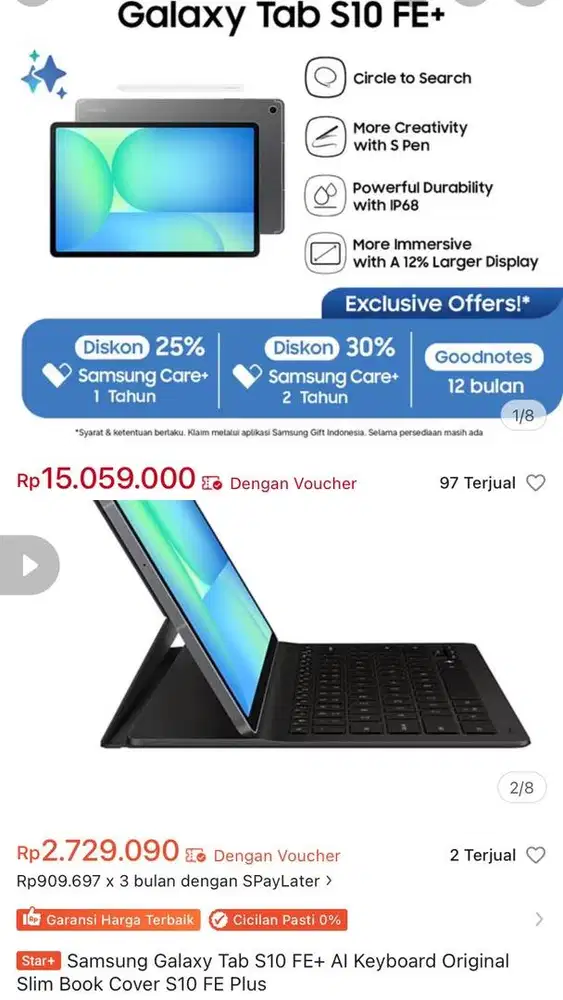 SAMSUNG GALAXY TAB S10 FE+ 5G (12/256GB) +  Keyboard (SEGEL)