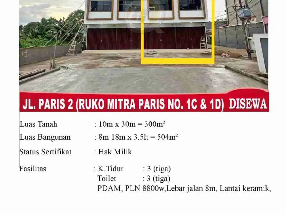 Ruko Sewa lokasi kota