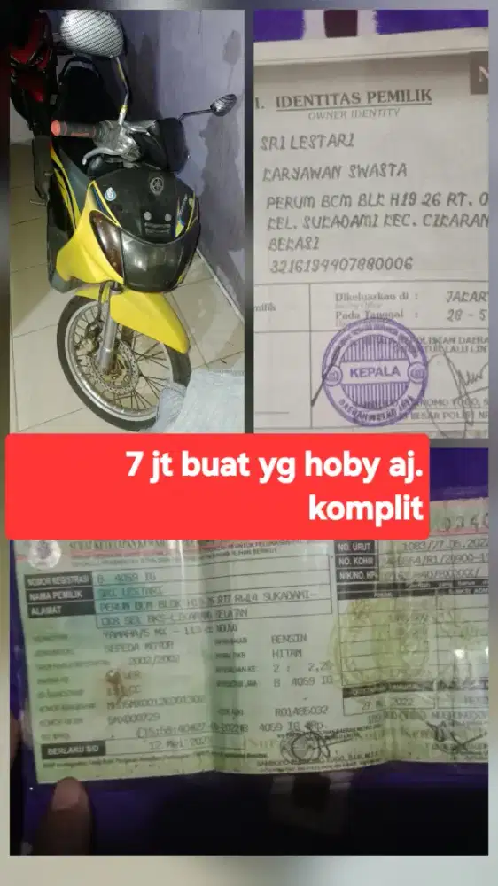 niuvo lele  buat yg hoby aj  7 jt  komplit pajak  mati .