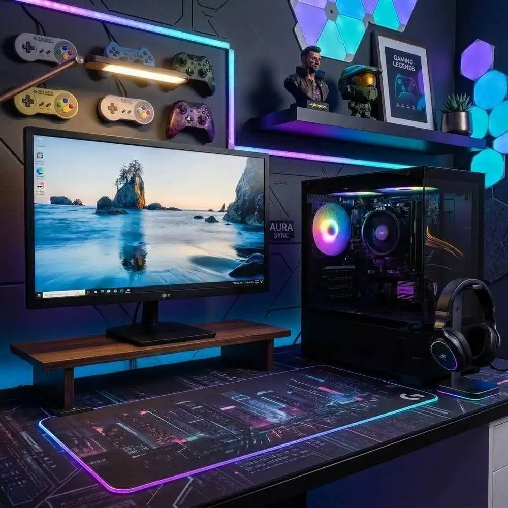 HOT SALE! PC EDITING + MONITOR 24 Inch MURMER AMD RYZEN 3 2200G 8/256