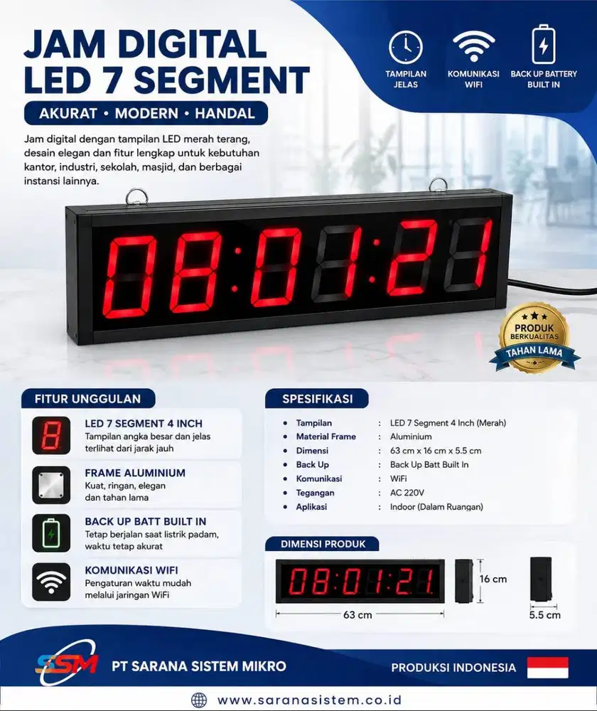 JAM DIGITAL NTP SEVEN SEGMENT 6 DIGIT 4 INCH