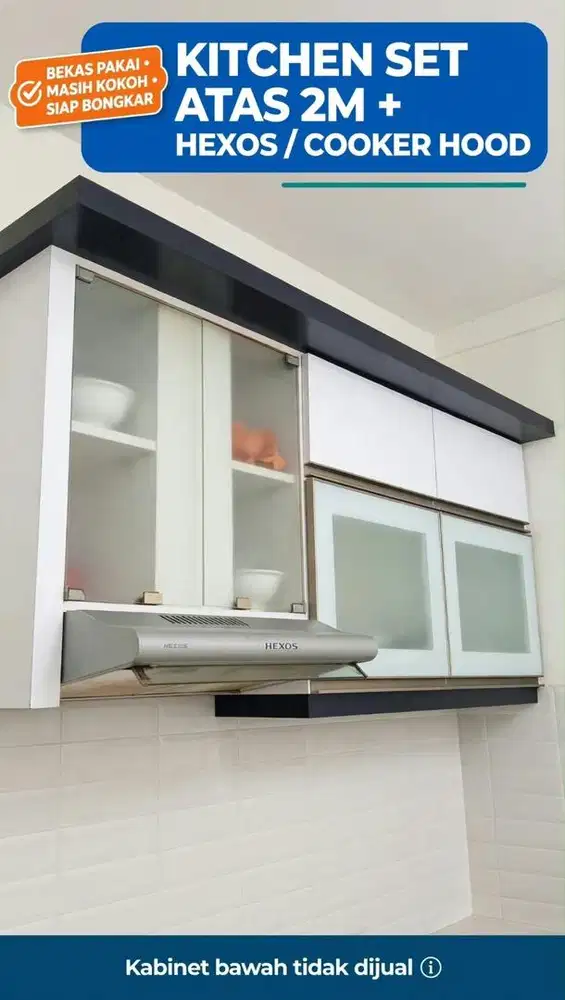 Jual kitchen set atas + exhaust fan hexos