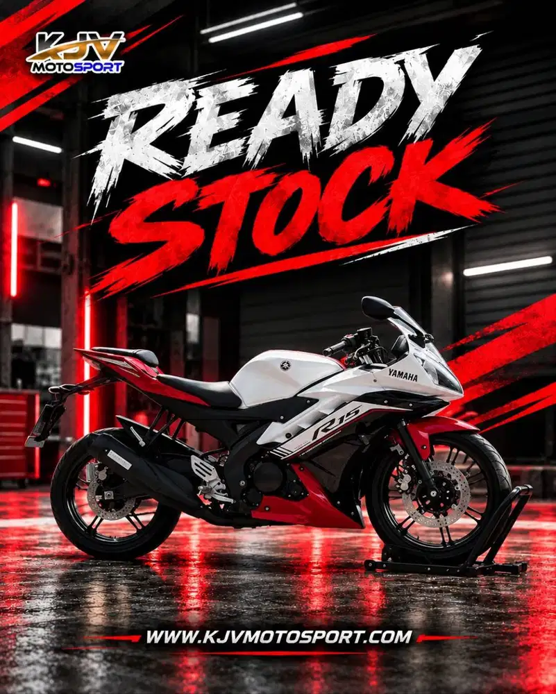 YAMAHA R15 V2 2017 MERAH PUTIH KM LOW PAJAK ON SUPER MULUS