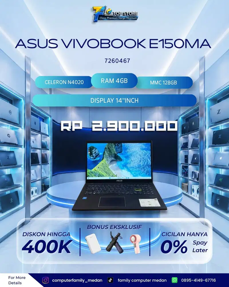 PROMO ASUS VIVOBOOK E510MA CELERON N4020 MMC 128/4GB BACKLITE