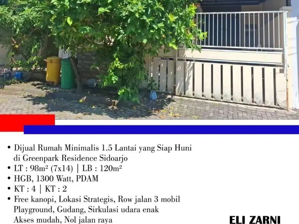 Dijual Rumah Minimalis 1.5 Lantai yang Siap Huni di Greenpark Residence Sidoarjo