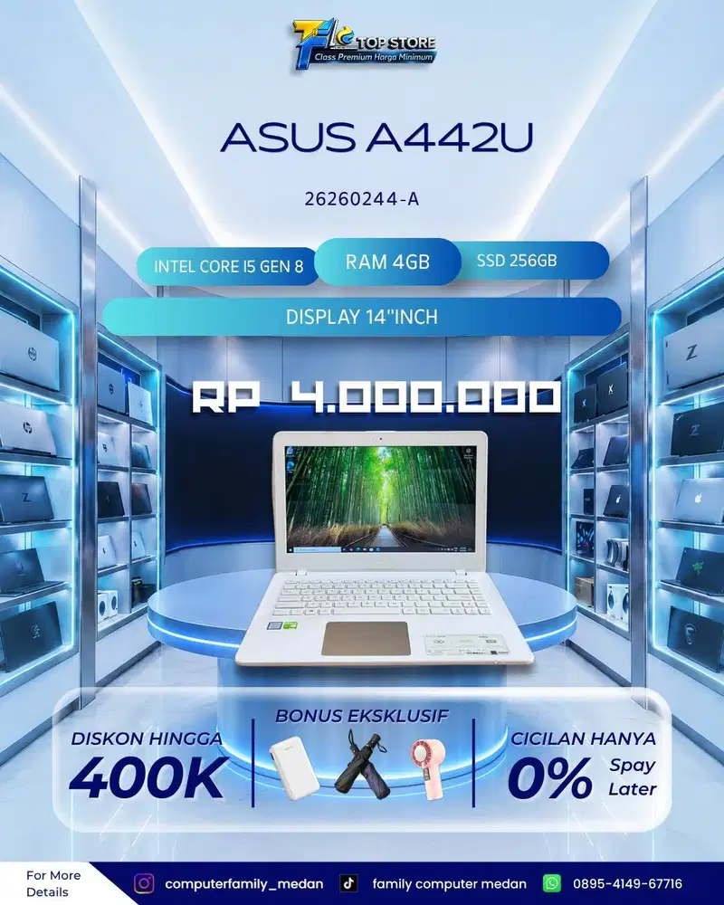 PROMO ASUS A442U INTEL CORE 15 GEN 8 SSD 256/4 GB NVIDIA 2GB