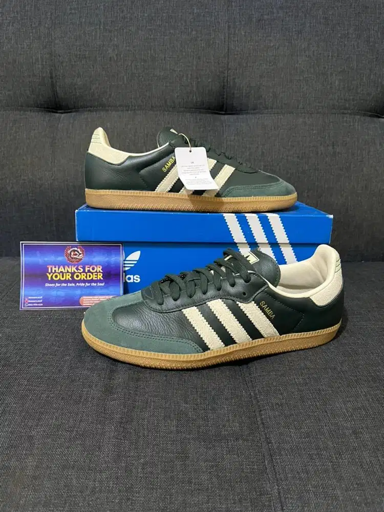 Sepatu Adidas Samba OG Shadow Green Cream Size 42 2/3 Second Fullset