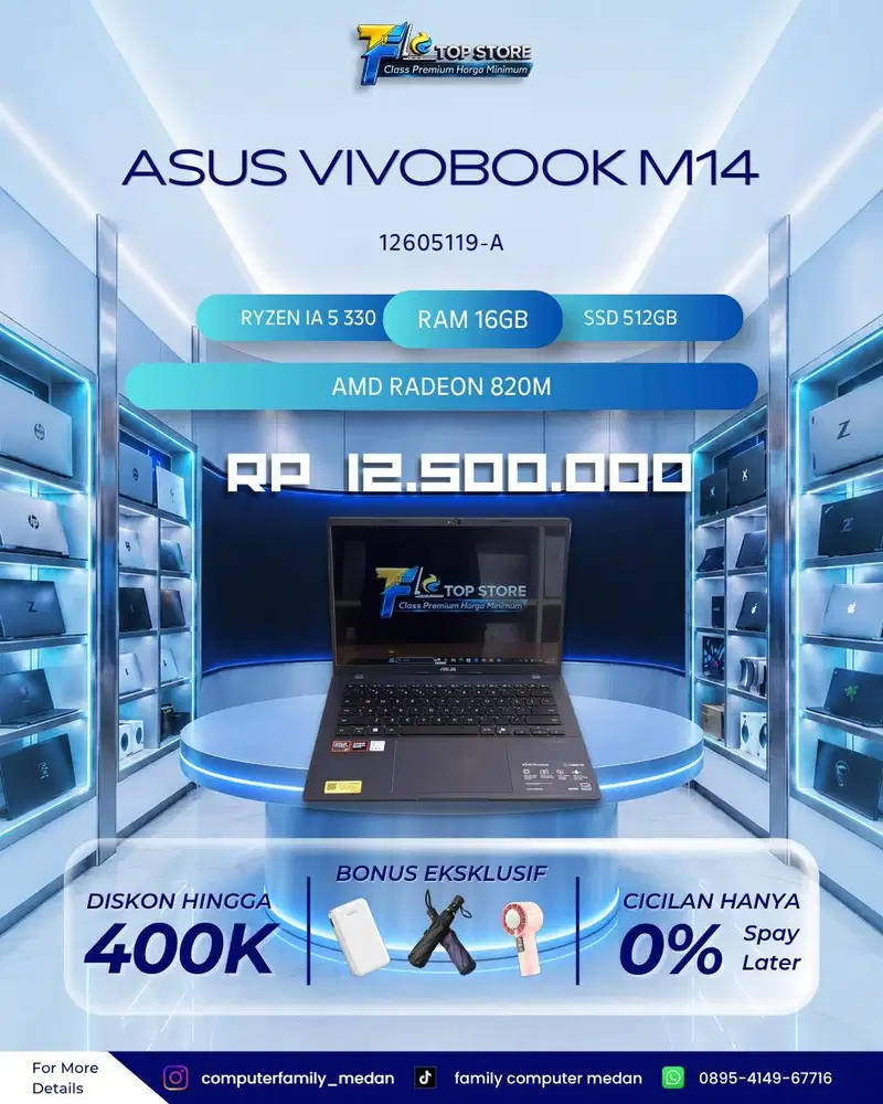 ASUS VIVOBOOK M14 M1407KA AMD RYZEN 5 330 SSD 512/16GB AMD RADEON 820M
