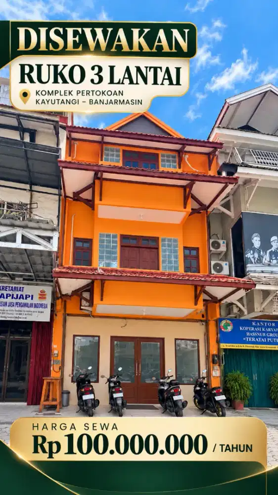 DISEWAKAN RUKO 3 LANTAI – KAYUTANGI BANJARMASIN