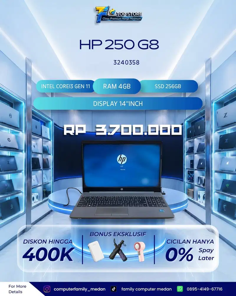 HP 250 G8 | INTEL CORE I3 GEN 11 | INTEL UHD GRAPHIC | RAM 4/256GB