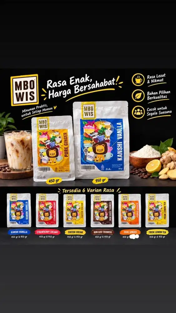 Powder Mbowis 450gr & 950gr Berbagai Macam Varian Rasa