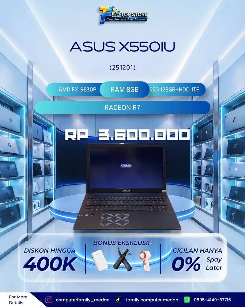 LAPTOP ASUS X550IU AMD FX-9830P | RADEON R7 | RAM 8GB | SSD 128GB+1TB