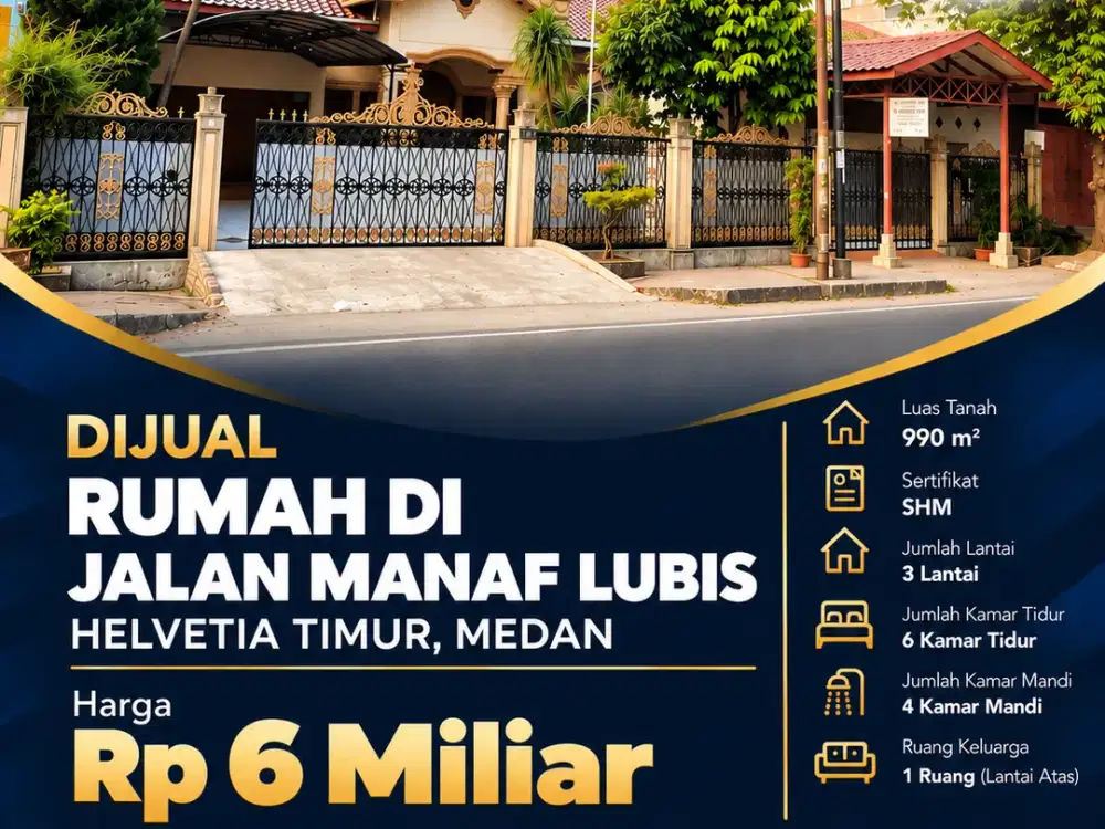Rumah Besar di Jl. A. Manaf Lubis Medan Helvetia, LT 990 M²