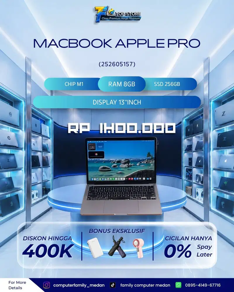 PROMO MACBOOK APPLE PRO M1 2020 TOUCHBAR 13INC RETINA SSD 256/8GB IBOX