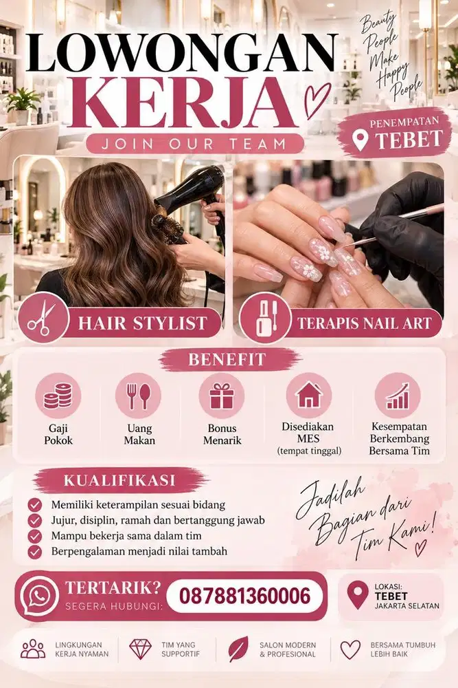 Dicari pekerja salon kecantikan