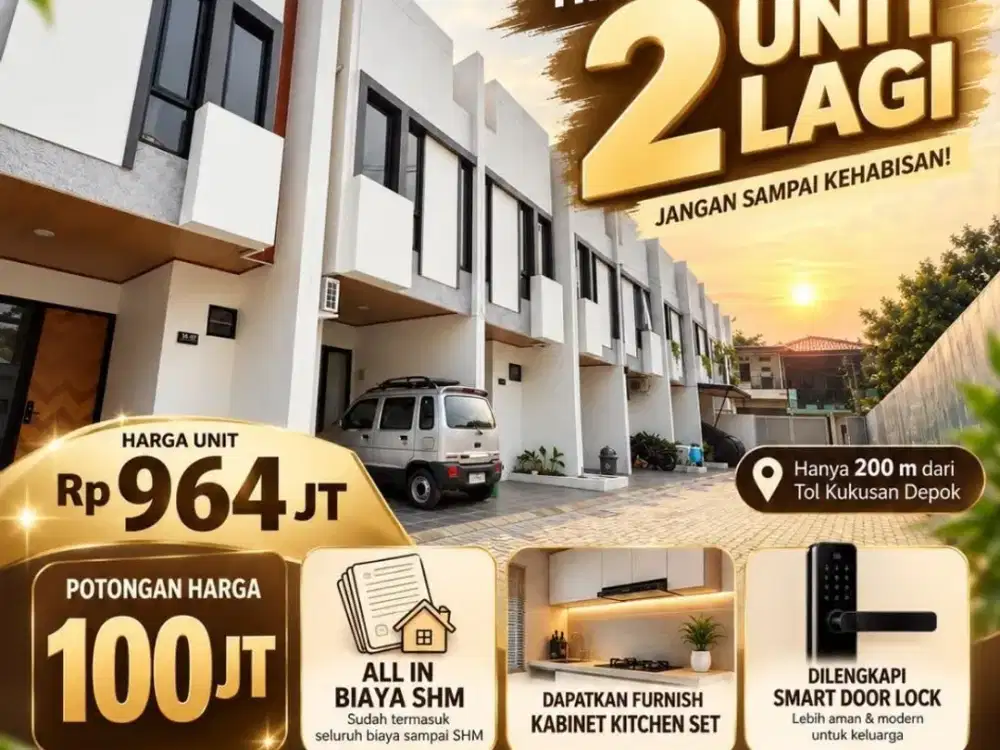 Dijual Rumah Ready Kukusan Beji Depok Selangkah Ke RS Graha Permata Ibu