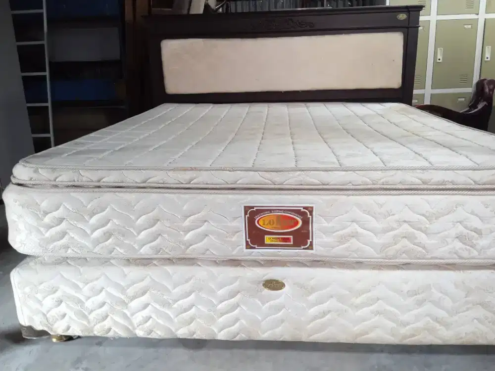 SPRINGBED LOREN PILLOW TOP 6 KAKI FULL SET KONDISI BEKAS 85%
