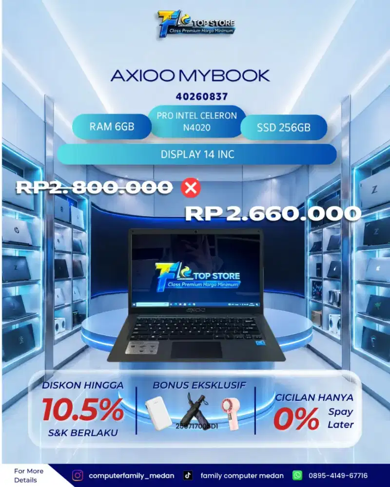 LAPTOP AXIOO MYBOOK PRO INTEL CELERON N4020 RAM 6GB SSD 256GB