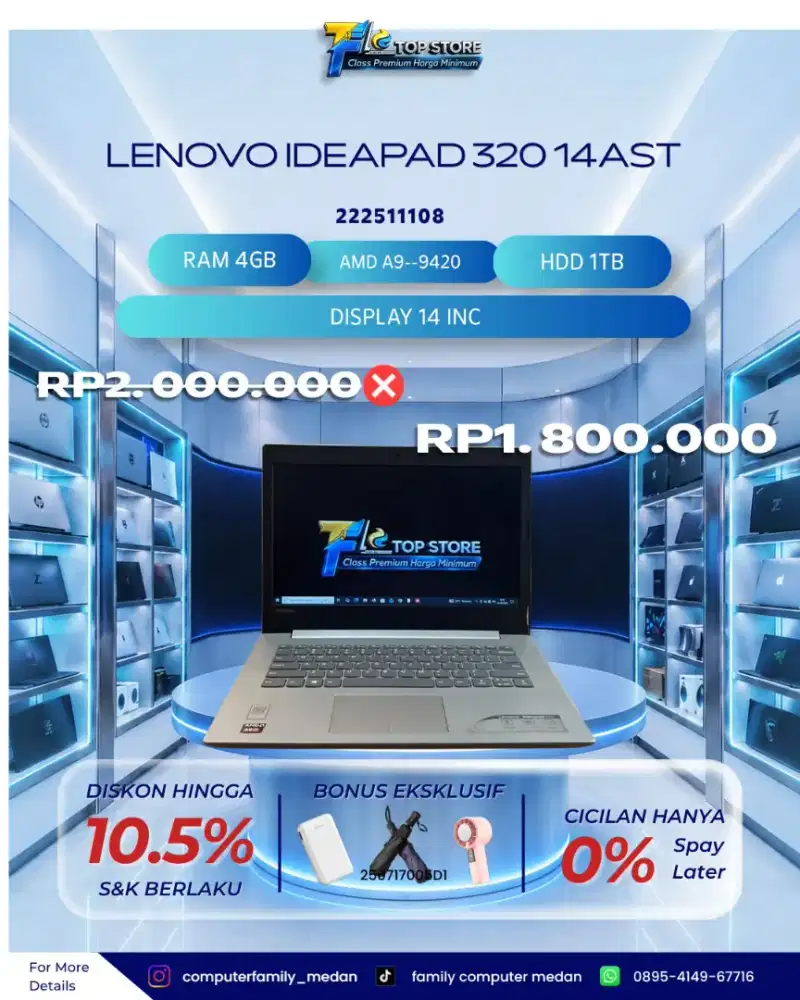 LENOVO IDEAPAD 320 14AST 14INC AMD A9-9420 RAM 4GB HDD 1TB