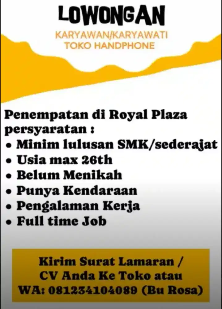 Lowongan SPG/SPB