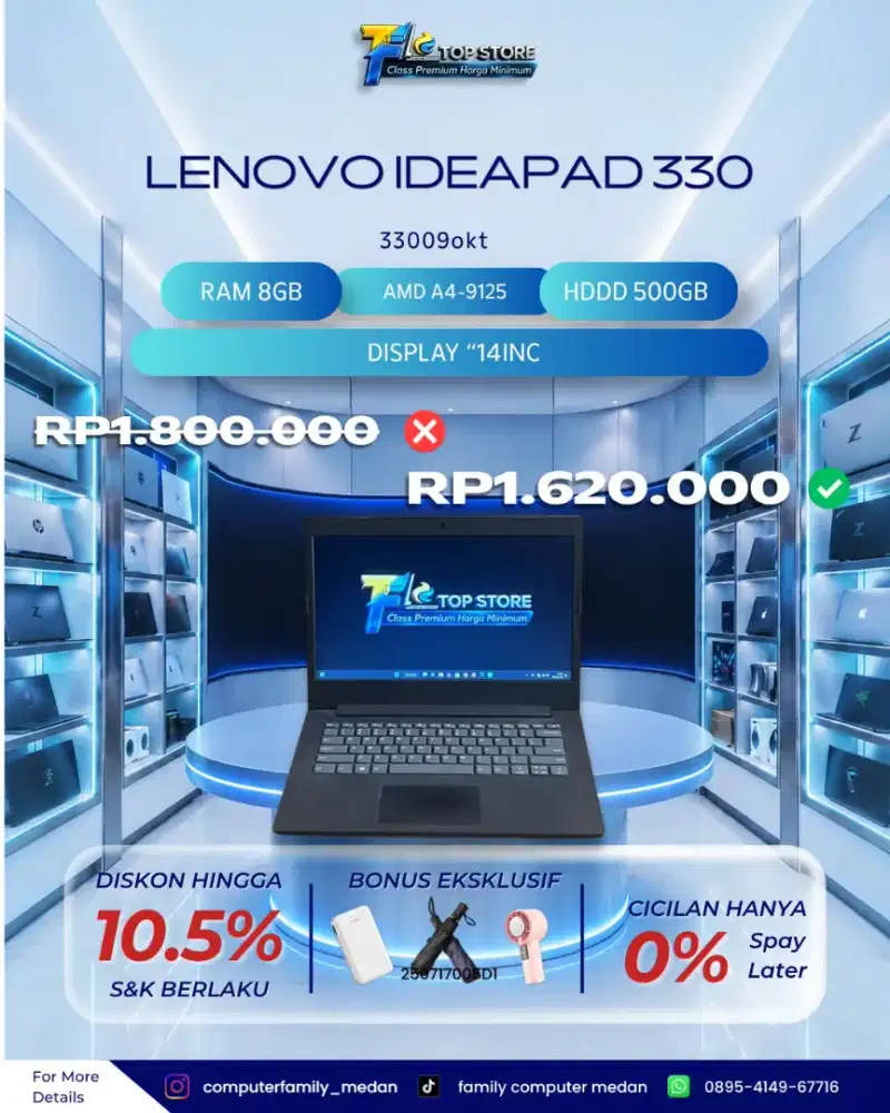 LENOVO IDEAPAD 330 14INC AMD A4-9125 RAM 8GB HDD 500GB