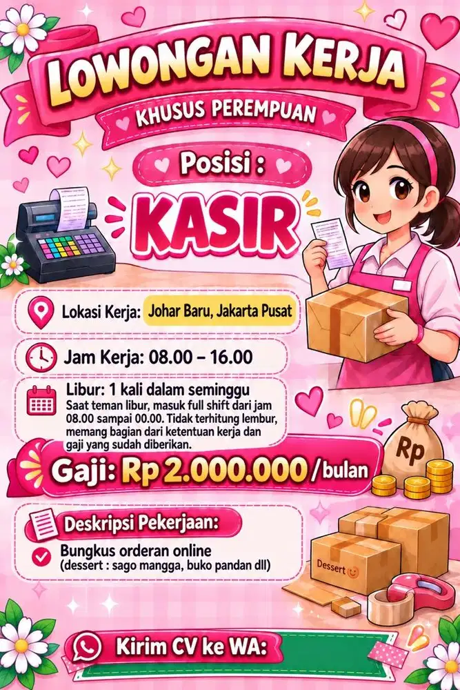 Lowongan kerja kasir khusus wanita