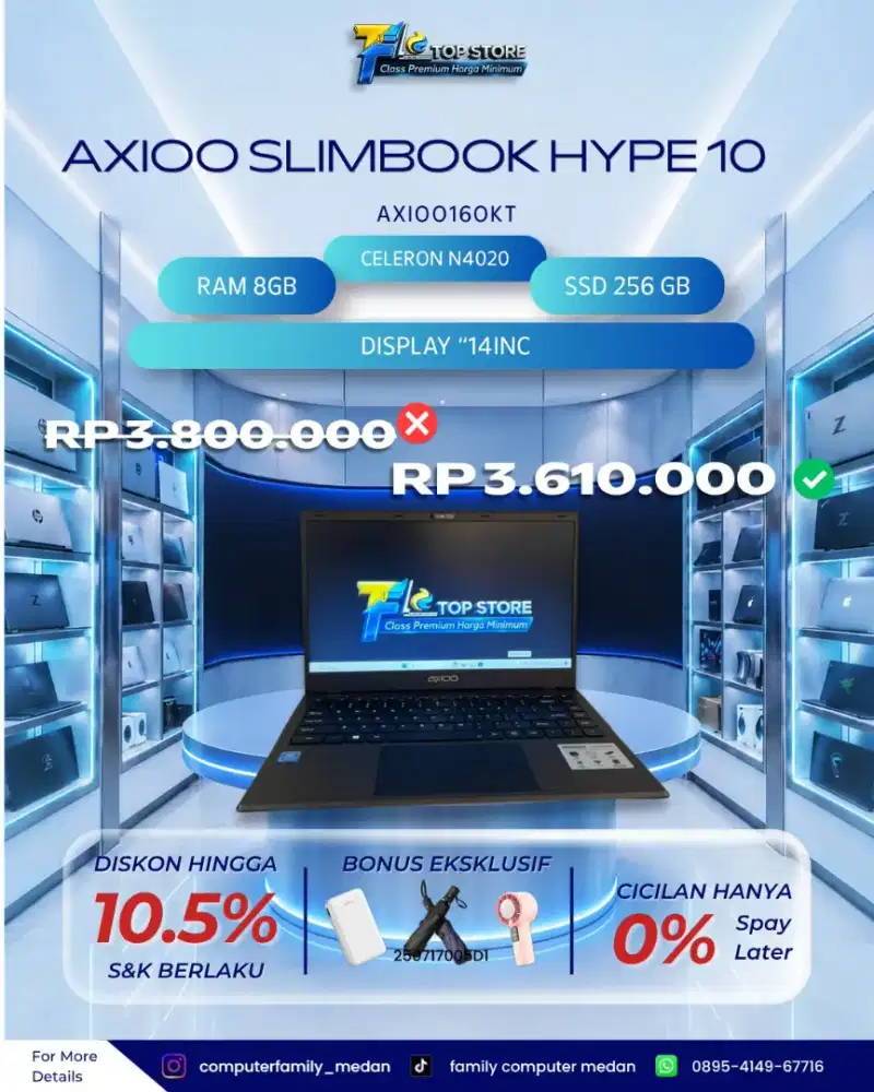 AXIOO SLIMBOOK HYPE 10 14INC N4020 RAM 8GB SSD 256GB