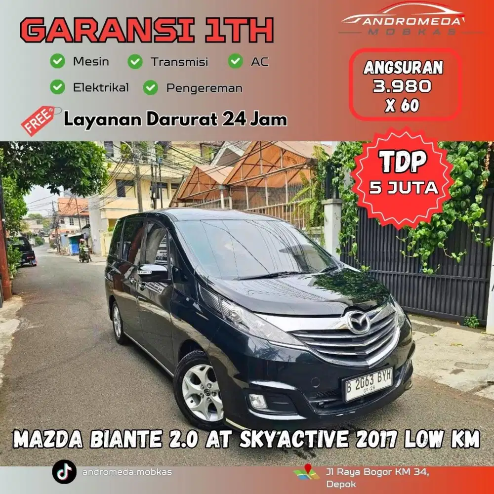 TDP TERMURAH 5 JT MAZDA BIANTE 2.0 AT SKYACTIV 2017 LOW KM LIKE NEW
