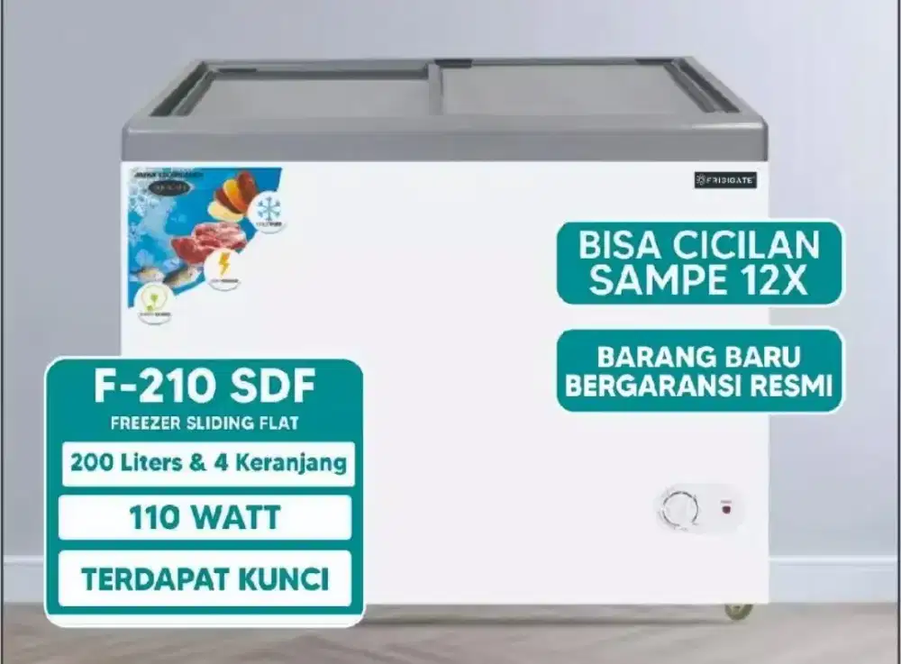Freezer sliding door Baru 2 minggu Pakai 200L
