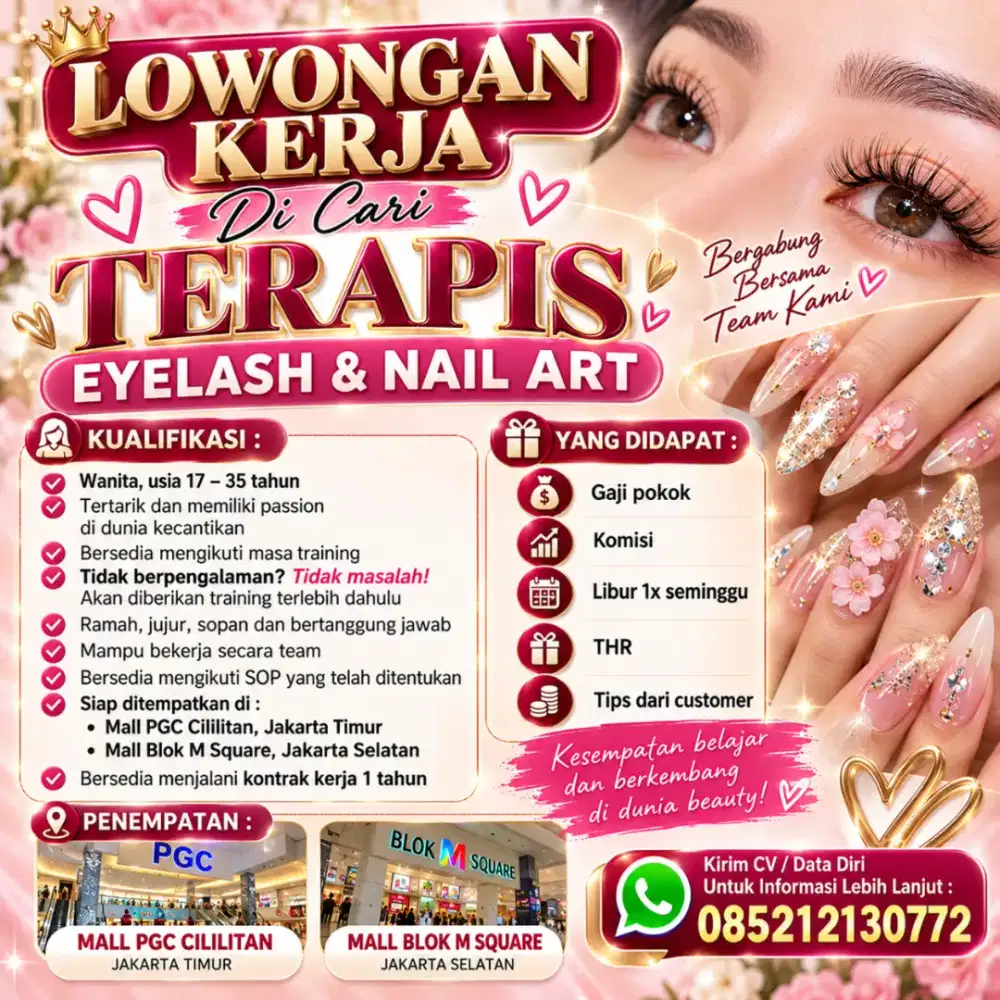Dibutuhkan trafis nail art dan eyelash extentions