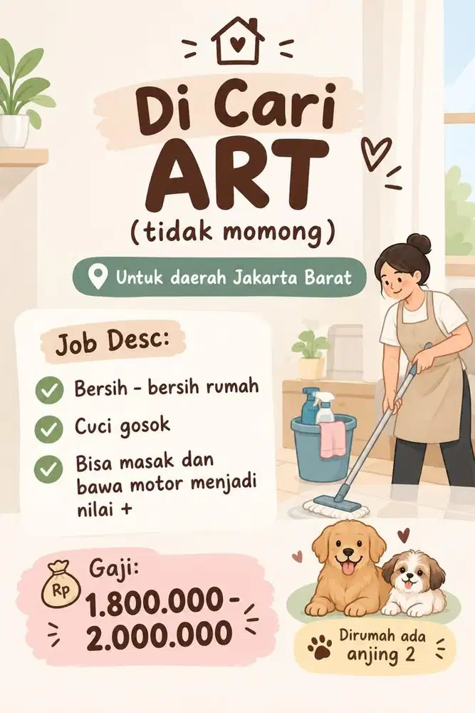Butuh ART tanpa momong