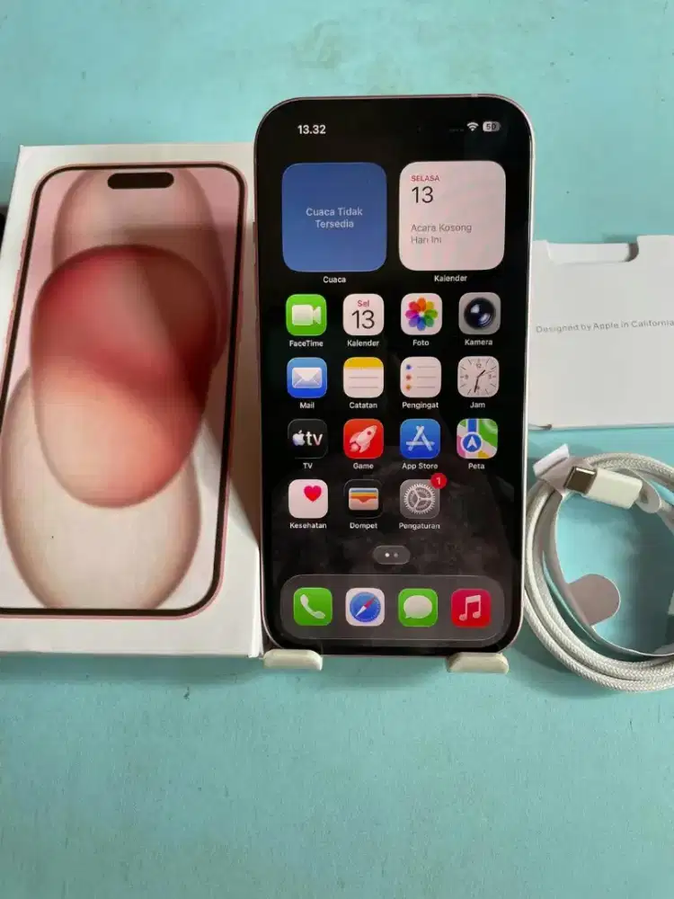Iphone 15 128gb pink inter all operator lengkap likenew