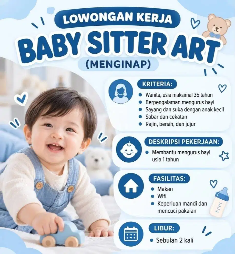 DIBUTUHKAN ASISTEN RUMAH TANGGA MENGINAP