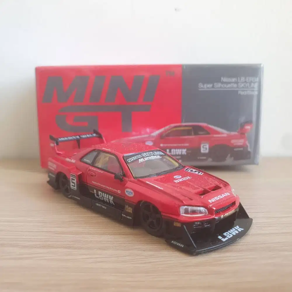 Mini GT 843 Nissan LB-ER34 Super Silhouette Skyline 1/64 (Red, Black)