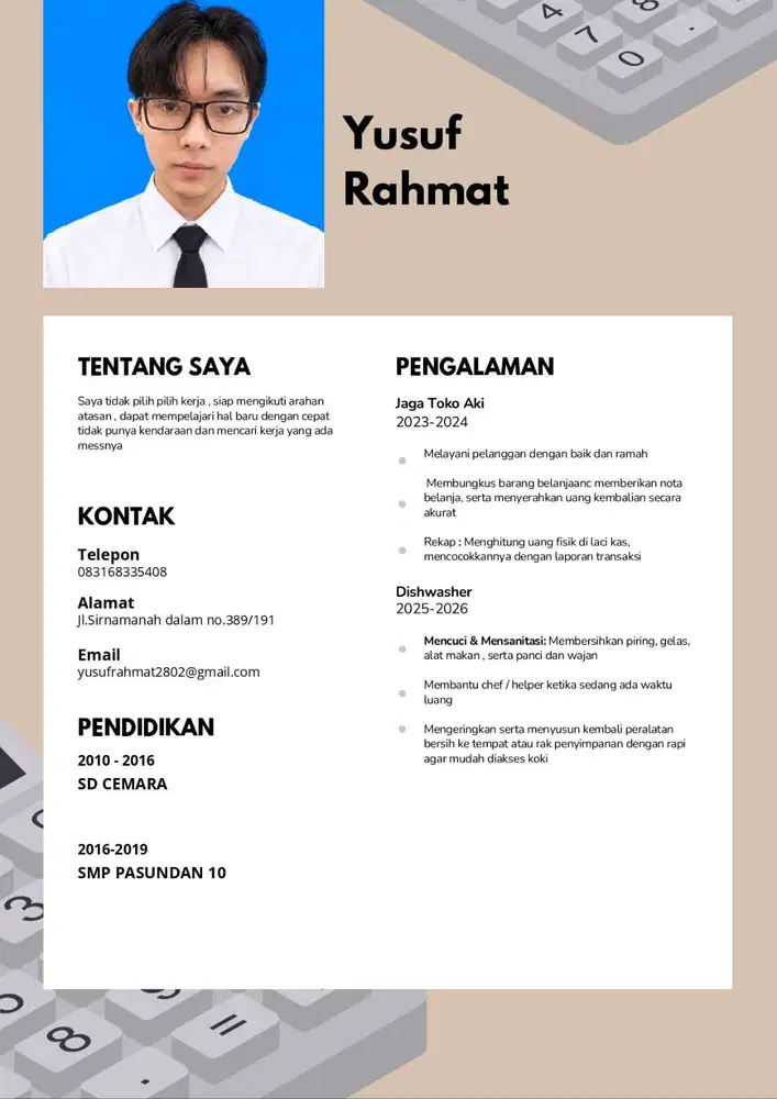 Mencari kerja apa saja , tidak punya kendaraan