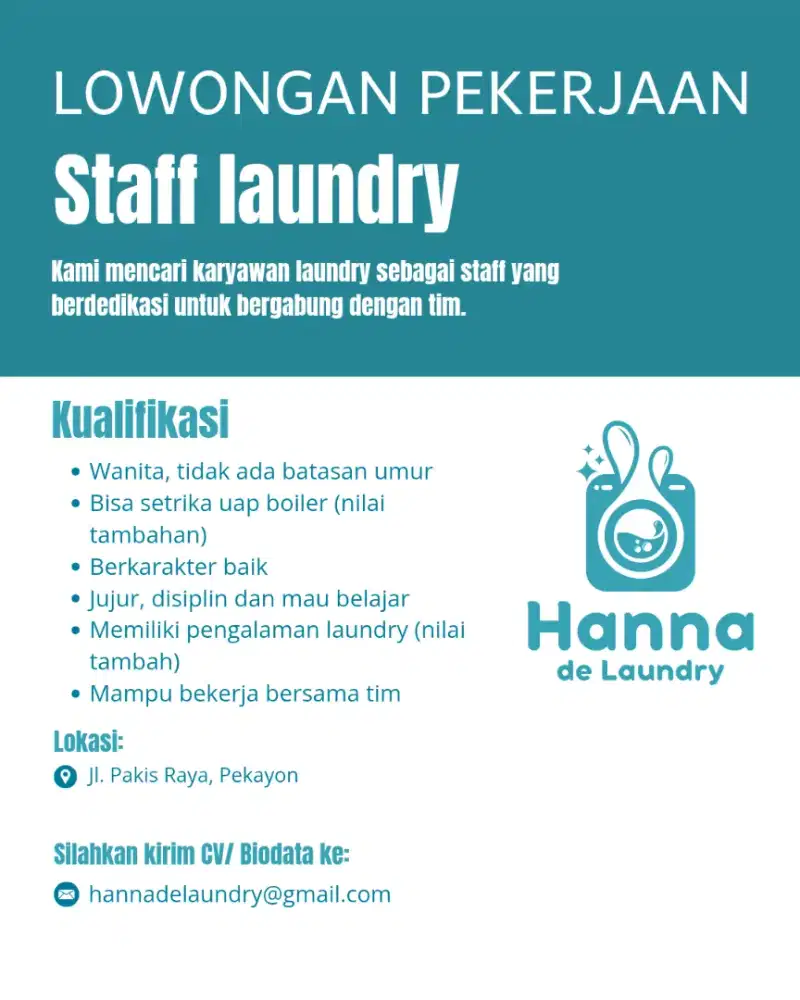 LOWONGAN KERJA KARYAWAN LAUNDRY