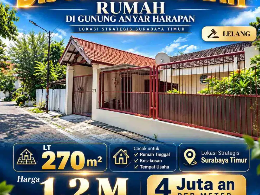 Dijual TERMURAH  Lelang Rumah di Gunung Anyar Harapan dekat UPN