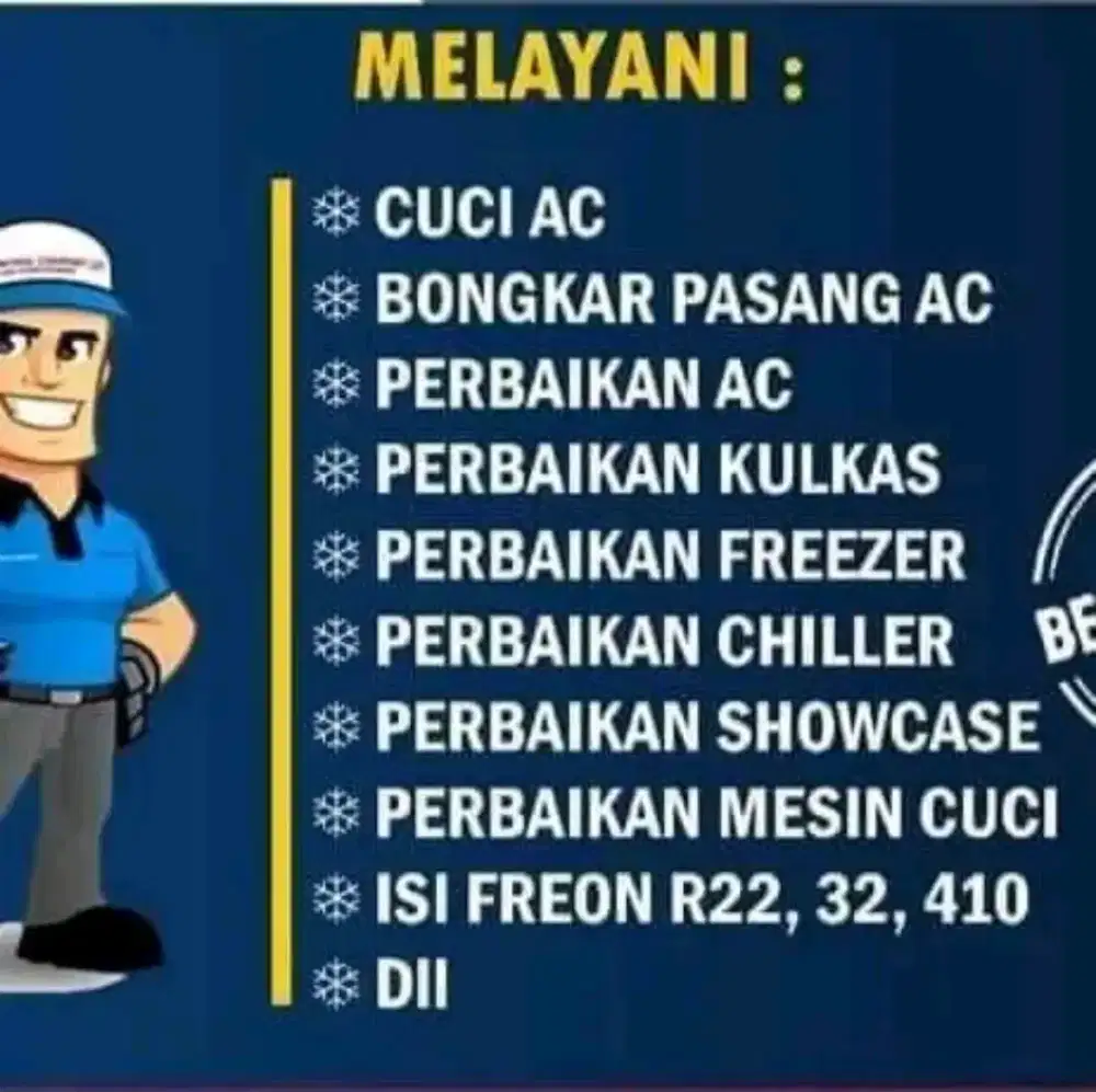 Bung jaya servis AC kulkas mesin cuci pompa air dll